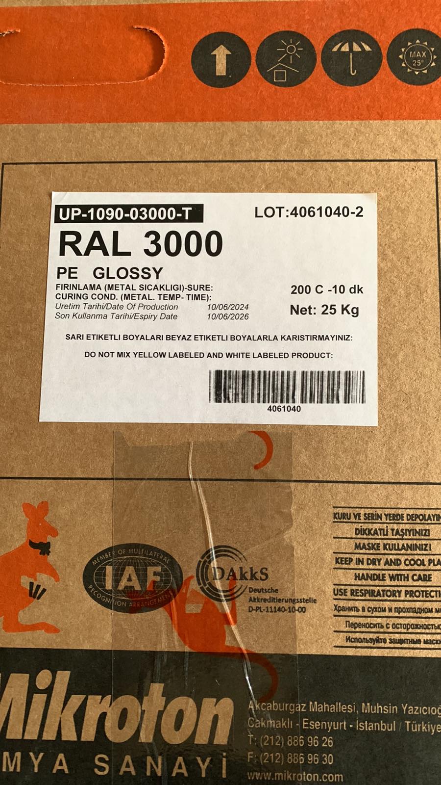 Порошкова поліефірна фарба Mikroton UP-1090-03000-T RAL 3000 червоний глянець 25 кг.